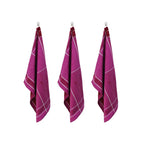 Tartan - Juego de 3 paños de cocina Jacquard - Algodón - Malva