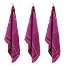 3 Torchons Jacquard "Collection Tartan" 50X70Cm Mauve