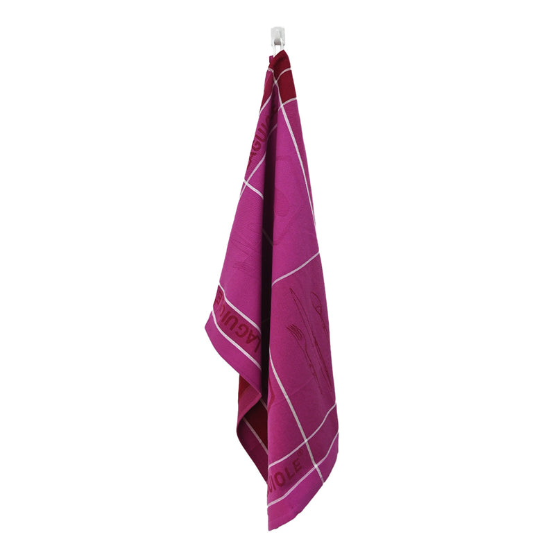 3 Torchons Jacquard "Collection Tartan" 50X70Cm Mauve
