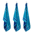 3 Torchons Jacquard "Collection Tartan" 50X70Cm Bleu