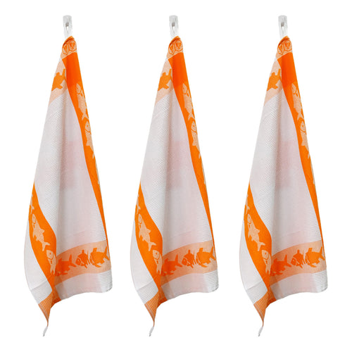 3 paños de cocina con forma de panal “Colección Square” 50X70Cm naranja