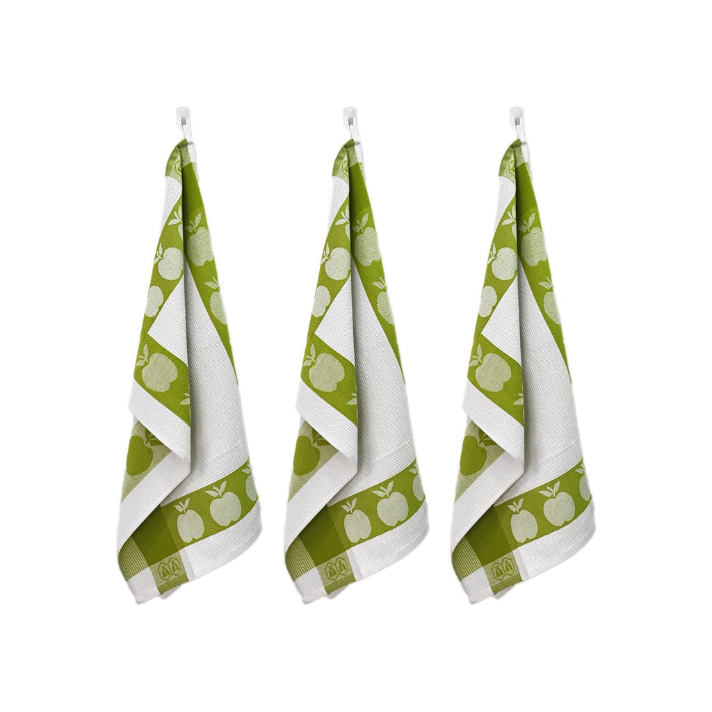 Carré - Juego de 3 paños de cocina con forma de panal - Algodón - Verde