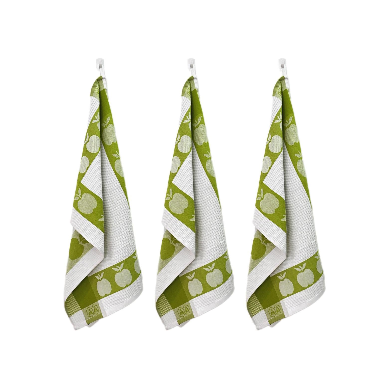 Carré - Juego de 3 paños de cocina con forma de panal - Algodón - Verde