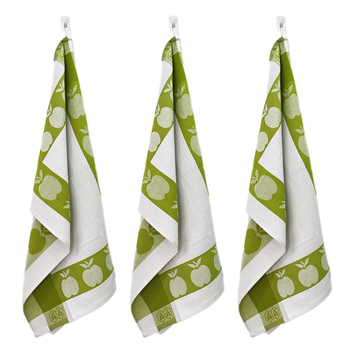 3 paños de cocina con forma de panal “Colección Square” 50X70Cm Verde