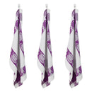 3 Torchons Nid D'Abeilles "Collection Carré" 50X70Cm Mauve