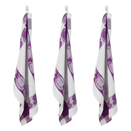3 paños de cocina con forma de panal “Colección Square” 50X70Cm Morado