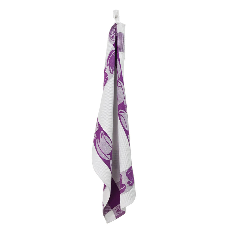 3 Torchons Nid D'Abeilles "Collection Carré" 50X70Cm Mauve