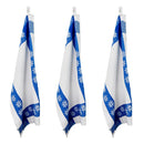 3 Torchons Nid D'Abeilles "Collection Carré" 50X70Cm Bleu