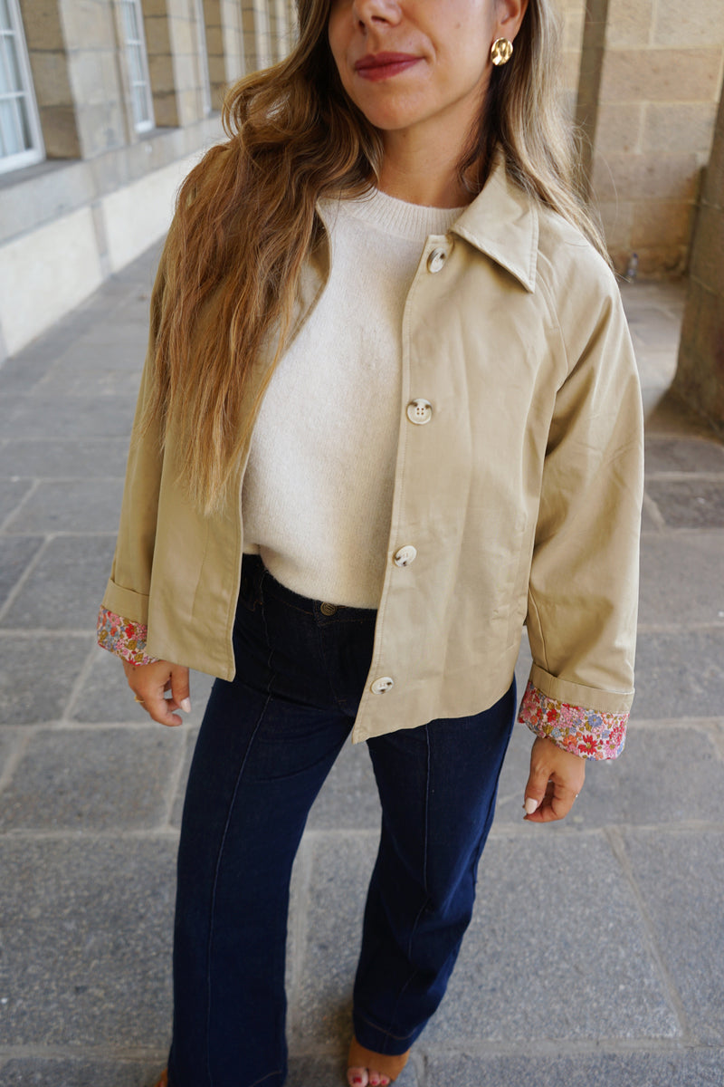 Edith Beige Cotton Liberty Trench Jacket