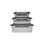 Juego de 3 Cajas Rectangulares - Acero Inoxidable - Plata
