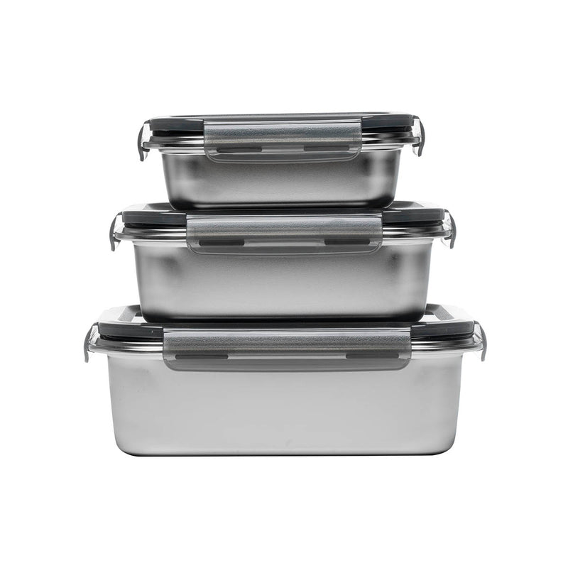 3 Boîtes Rectangulaires Inox - Argent