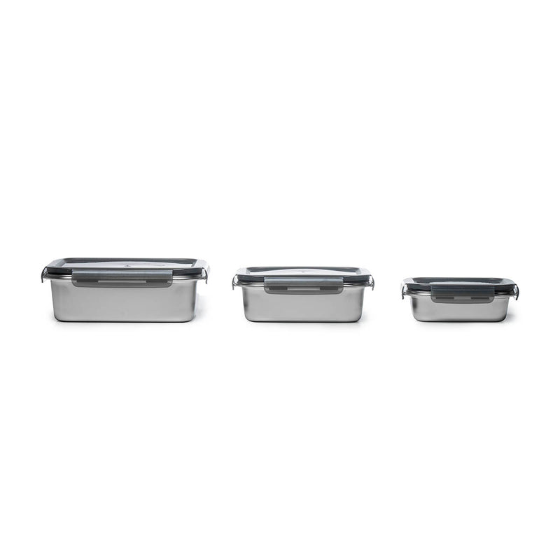 3 Boîtes Rectangulaires Inox - Argent