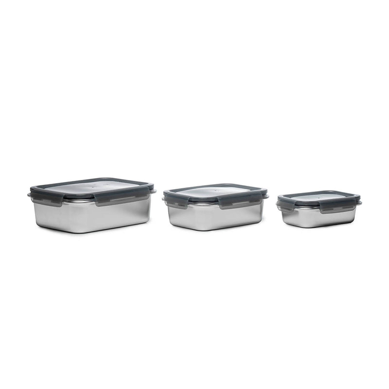 3 Boîtes Rectangulaires Inox - Argent
