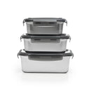 3 Boîtes Rectangulaires Inox - Argent