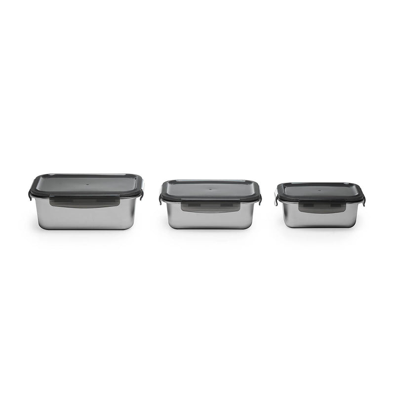 3 Boîtes Rectangulaires Inox - Argent