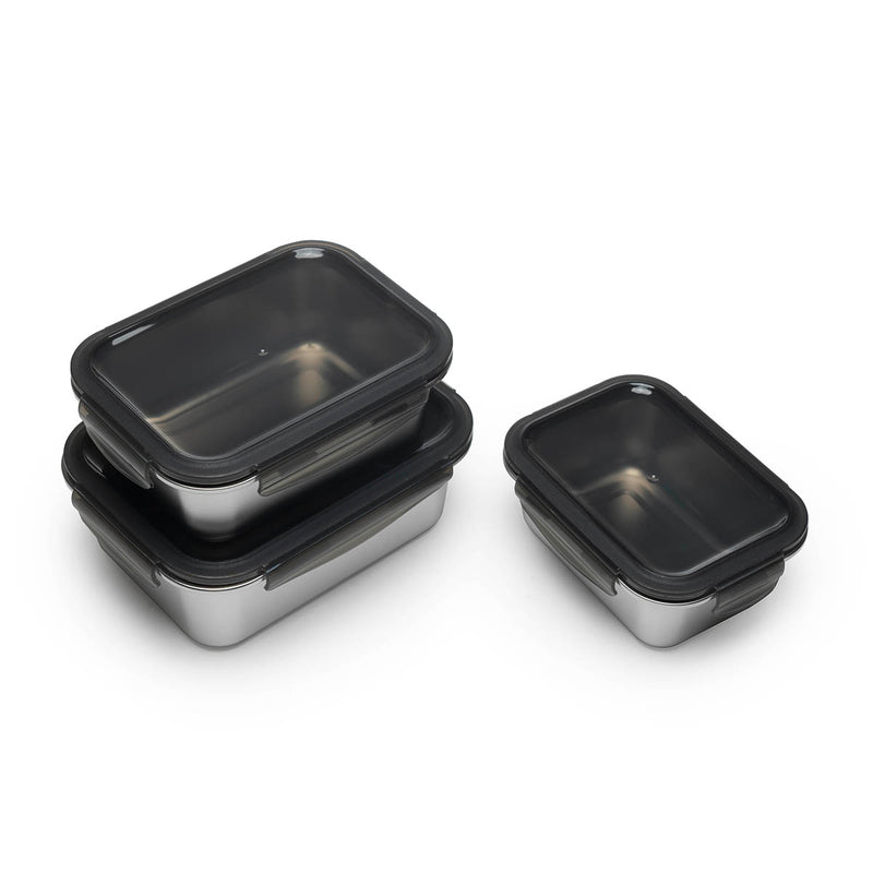 3 Boîtes Rectangulaires Inox - Argent
