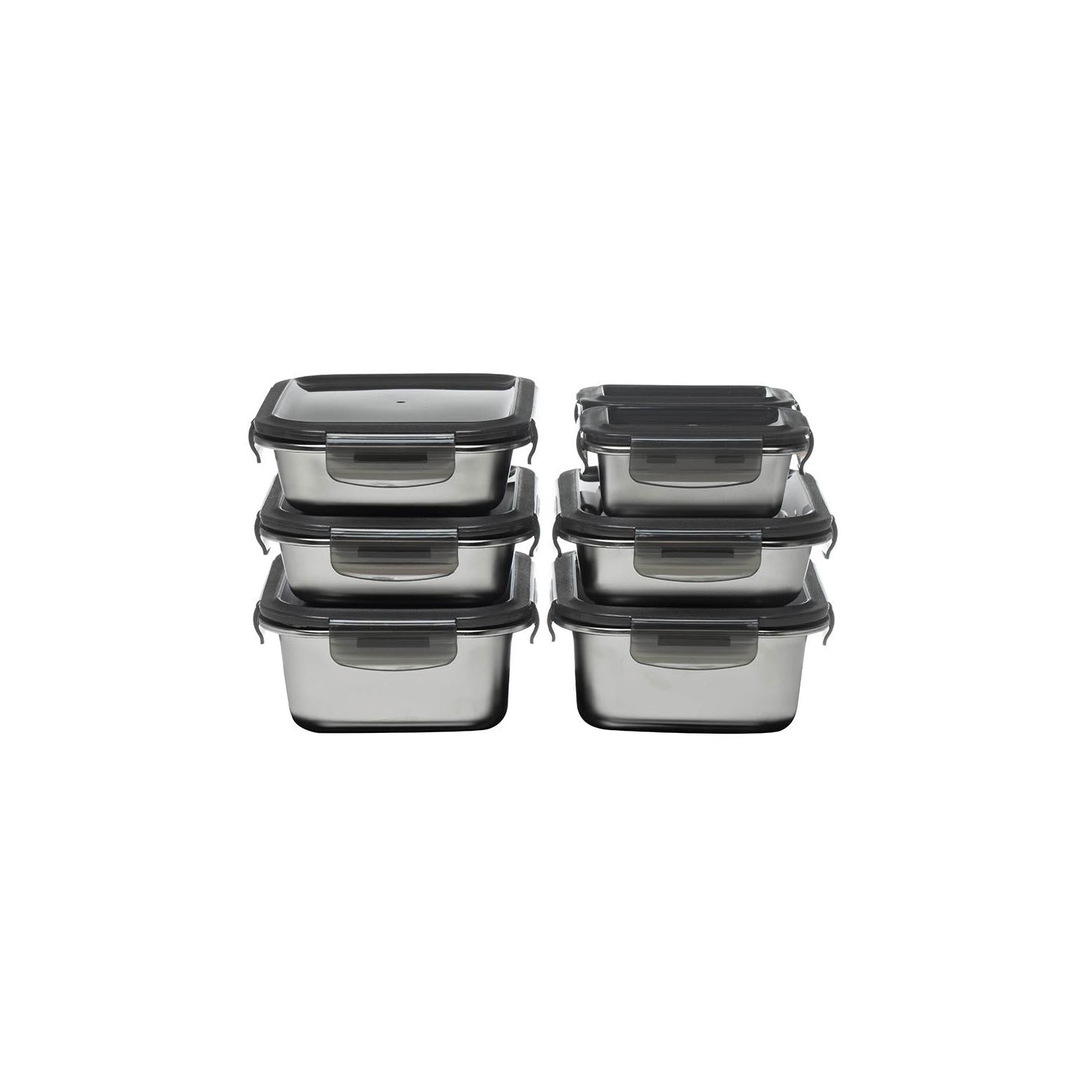 Juego de 7 Cajas Rectangulares - Acero Inoxidable - Plata