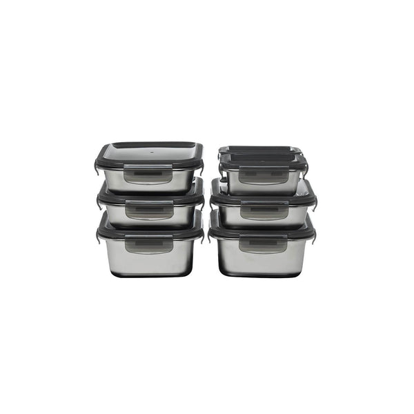 Juego de 7 Cajas Rectangulares - Acero Inoxidable - Plata