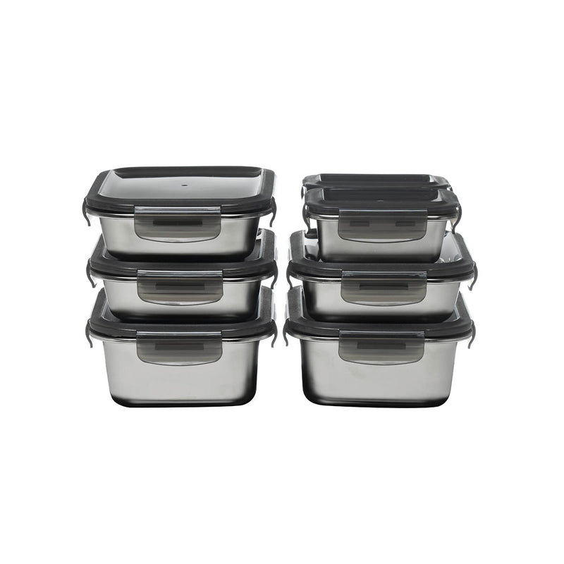 7 Boîtes Rectangulaires Inox - Argent