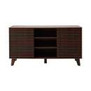 Anna - Sideboard with 2 Sliding Doors, Grooved Wood Effect Fronts - Dark Wood