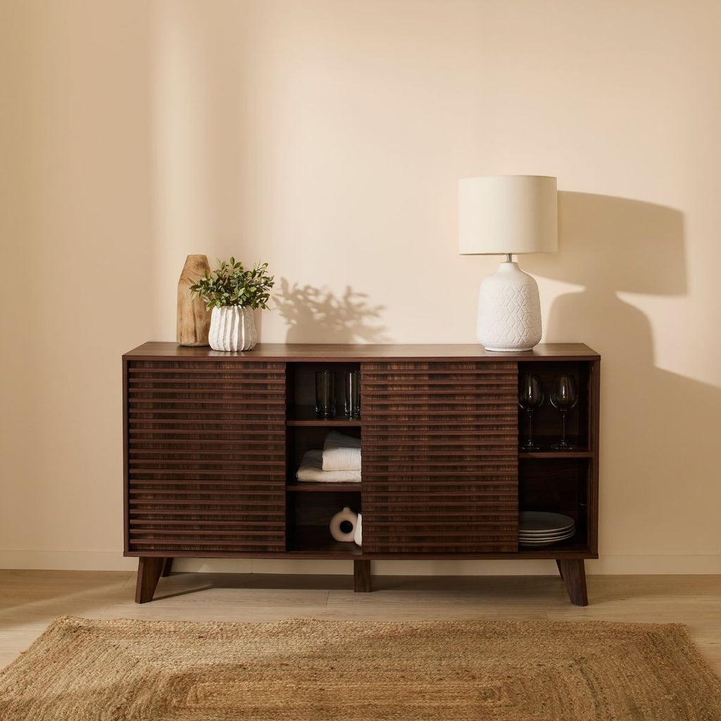 Anna - Sideboard with 2 Sliding Doors - Wood Effect