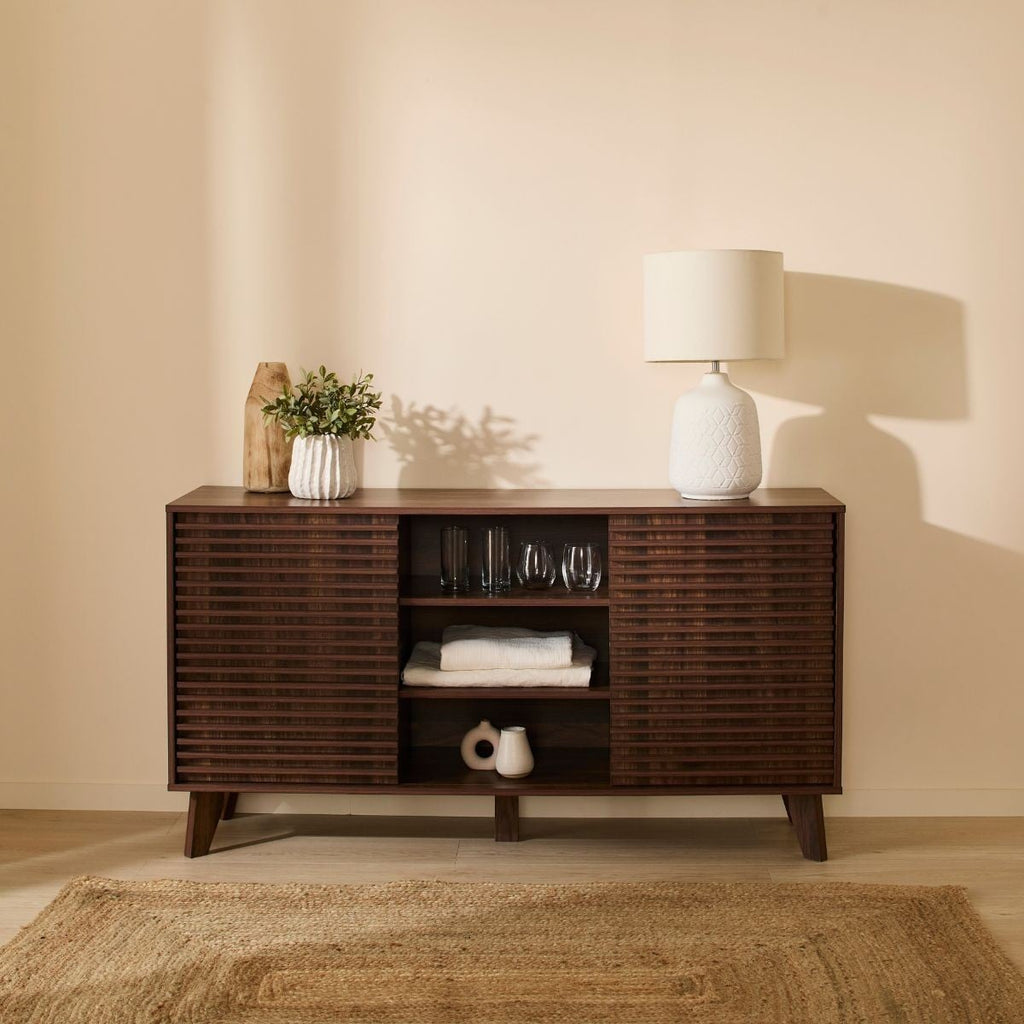 Anna - Sideboard with 2 Sliding Doors - Wood Effect