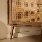Palmo - 1 Door Corner Tv Unit With Rattan Front - Light Wood