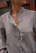 Julie Check Blouse Ecru/Bordeaux