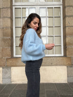 Gaia ice blue mohair and wool knit