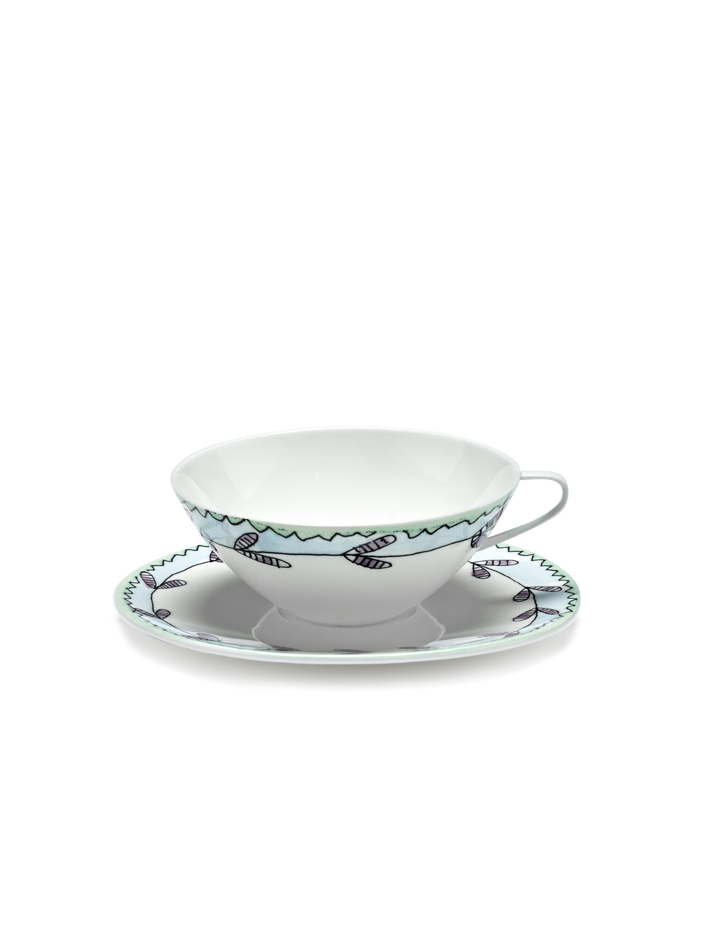 Midnight Flowers - Lot De 2 Tasses À Thé + Soucoupes - Porcelaine Bone China - Blossom Milk
