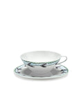 Midnight Flowers - Lot De 2 Tasses À Thé + Soucoupes - Porcelaine Bone China - Blossom Milk