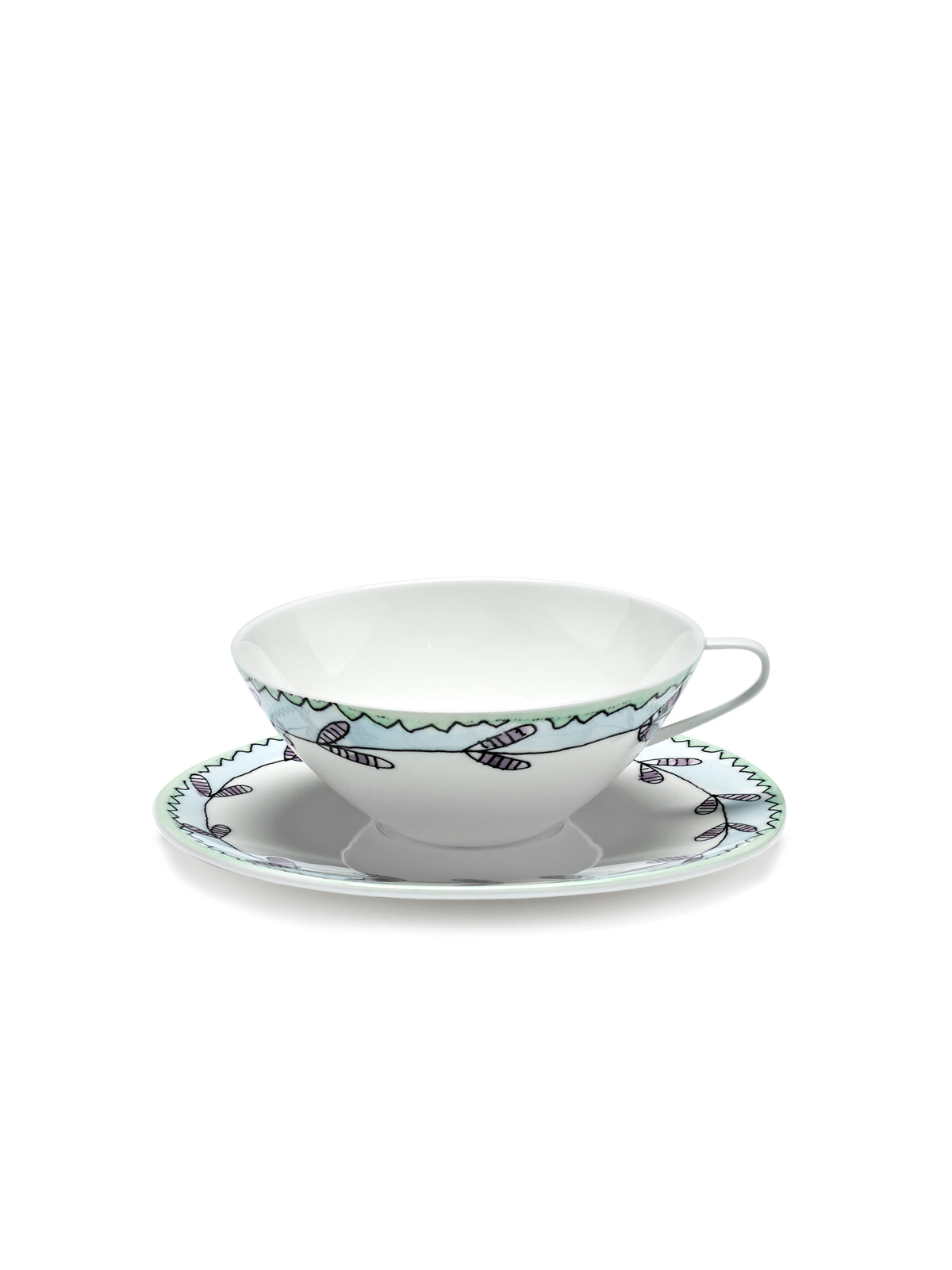 Midnight Flowers - Lot De 2 Tasses À Thé + Soucoupes - Porcelaine Bone China - Blossom Milk