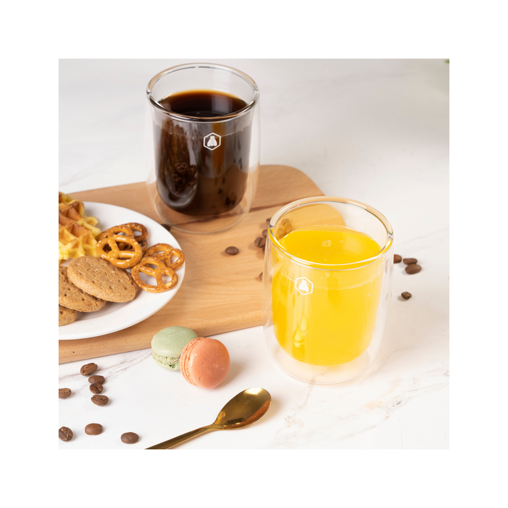 Juego de 2 Tazas de Capuchino de Doble Pared - Vidrio - Transparente