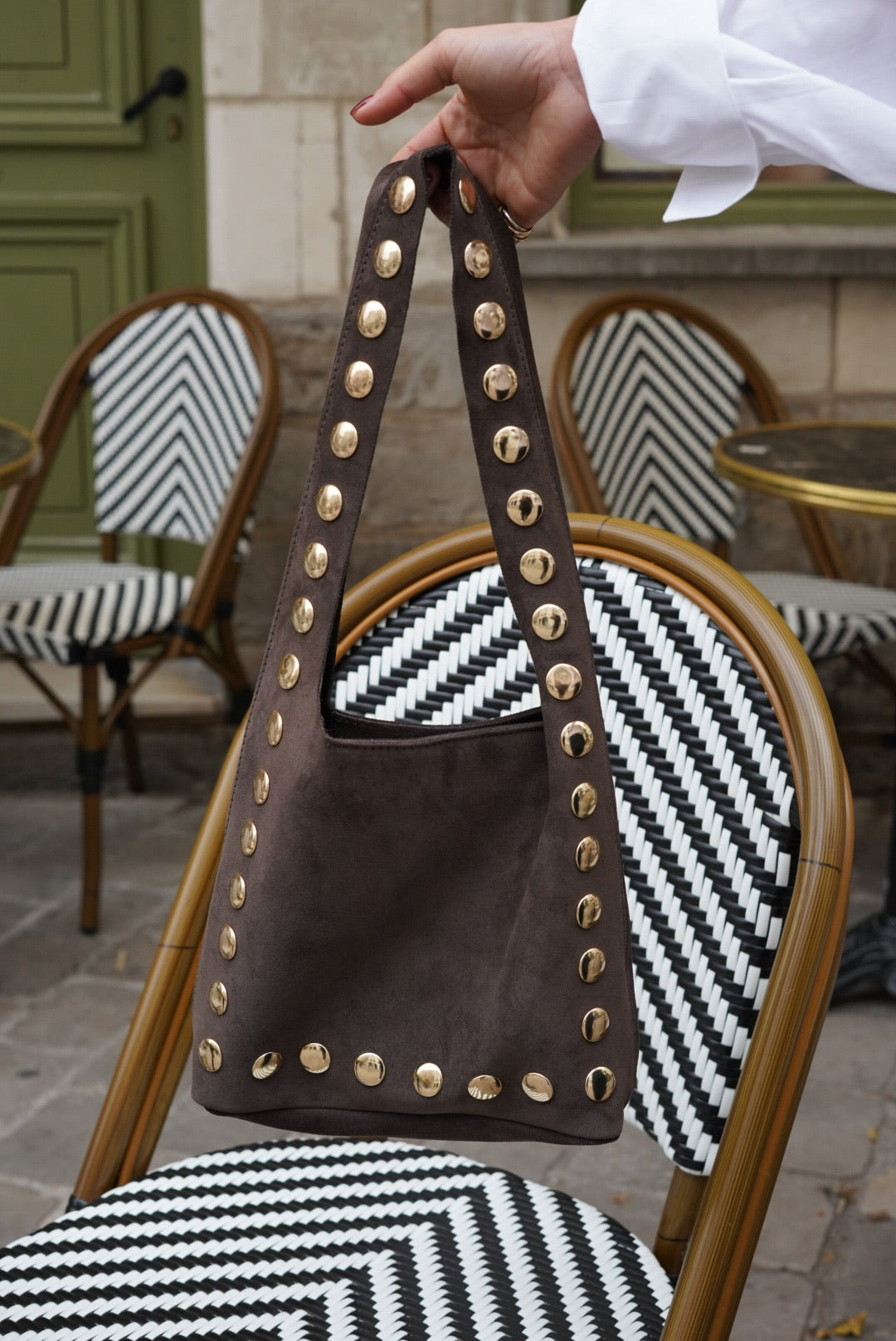 Chocolate Clou Suede Bag