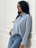 Polo Oscar Ml Ciel/Blanc