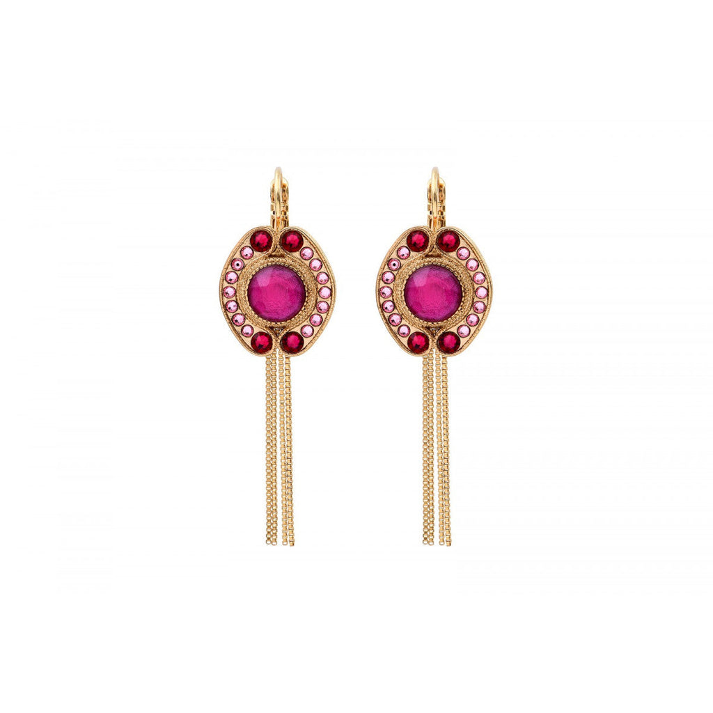 Circus Chain Sleeper Earrings - Fuchsia Pink