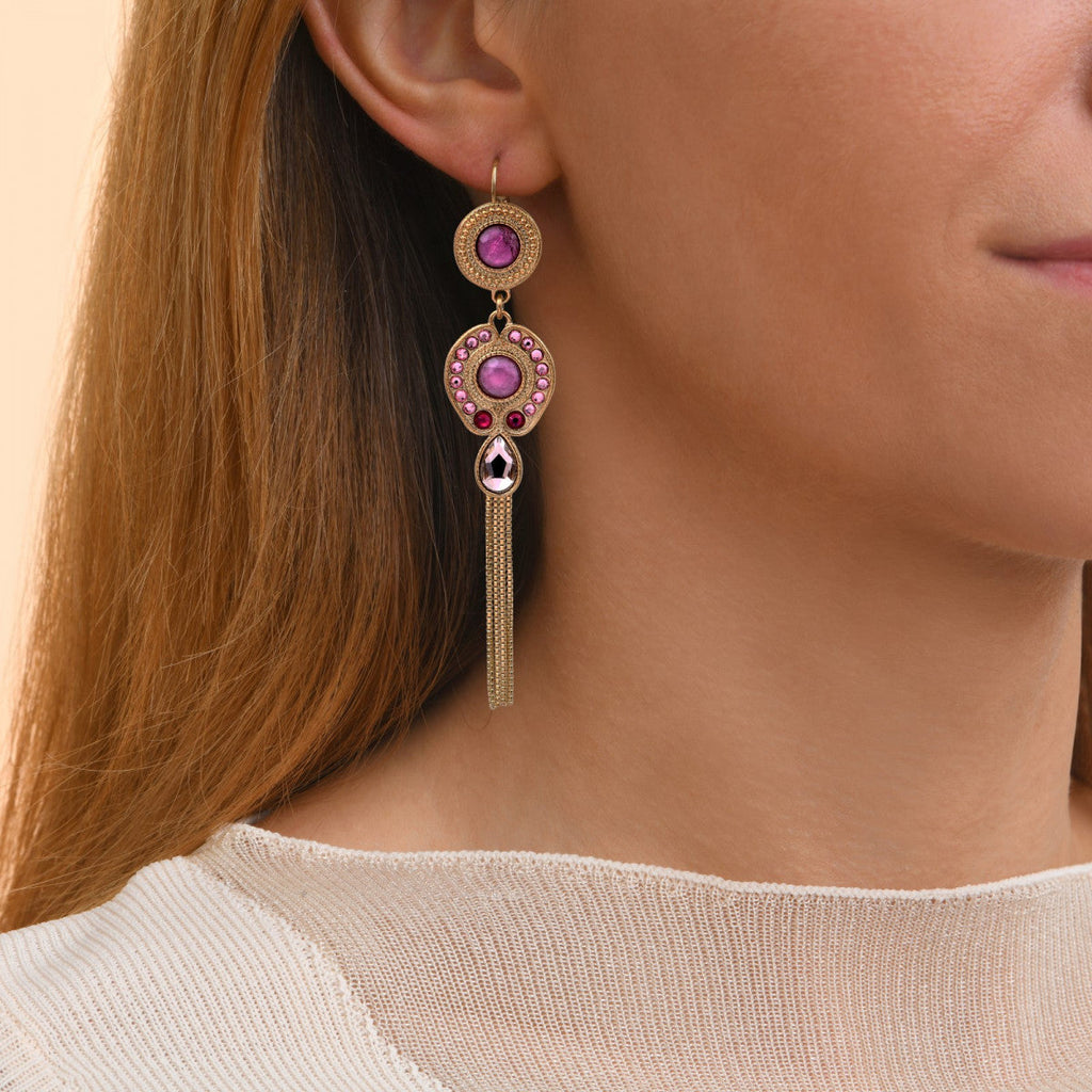 Pendientes Con Cierre De Palanca Circus - Rosa Fucsia