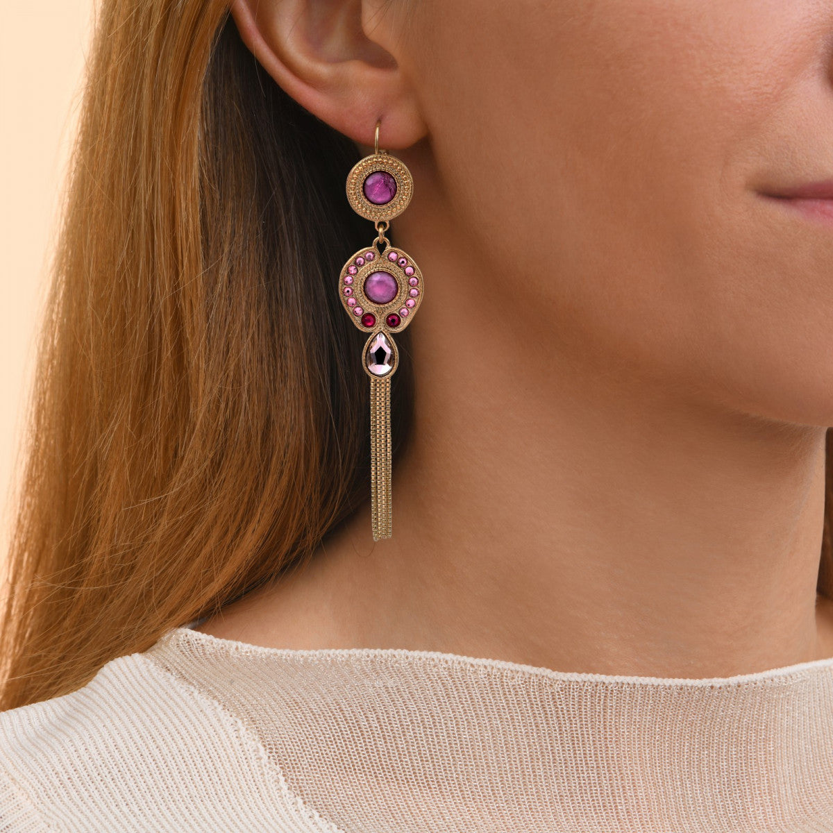 Pendientes Con Cierre De Palanca Circus - Rosa Fucsia