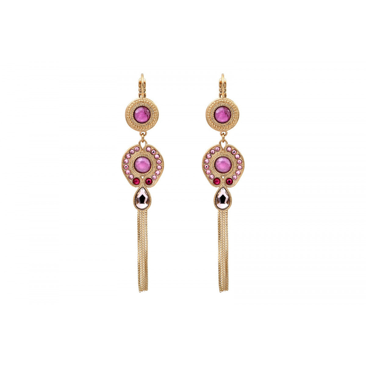 Pendientes Con Cierre De Palanca Circus - Rosa Fucsia