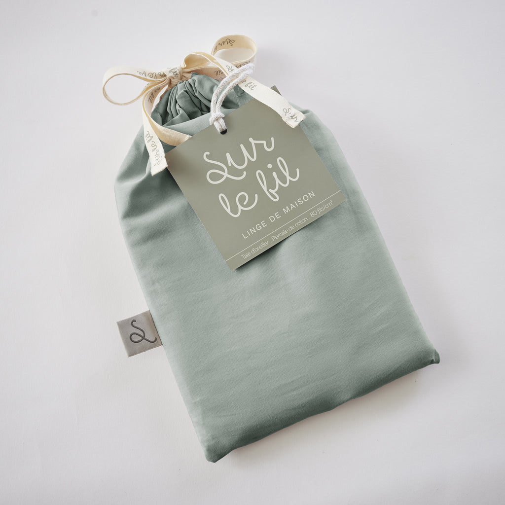 Bally - Plain Percale Pillowcase - 100% Cotton - Celadon