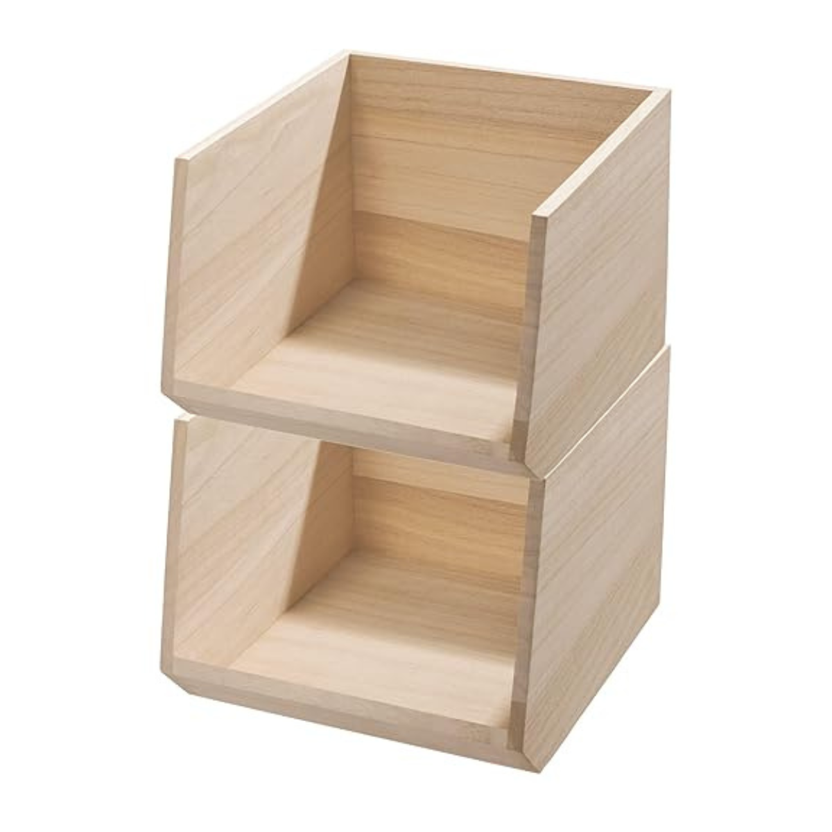 Oka - Contenedor de almacenamiento de madera con cara abierta - Madera clara