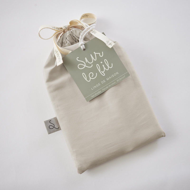 Taie D'Oreiller Percale Unie - 100% Coton - Bally - Sable