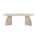 Sélène - Table Basse Avec Plateau Ovale Et Pieds Courbés - Travertin