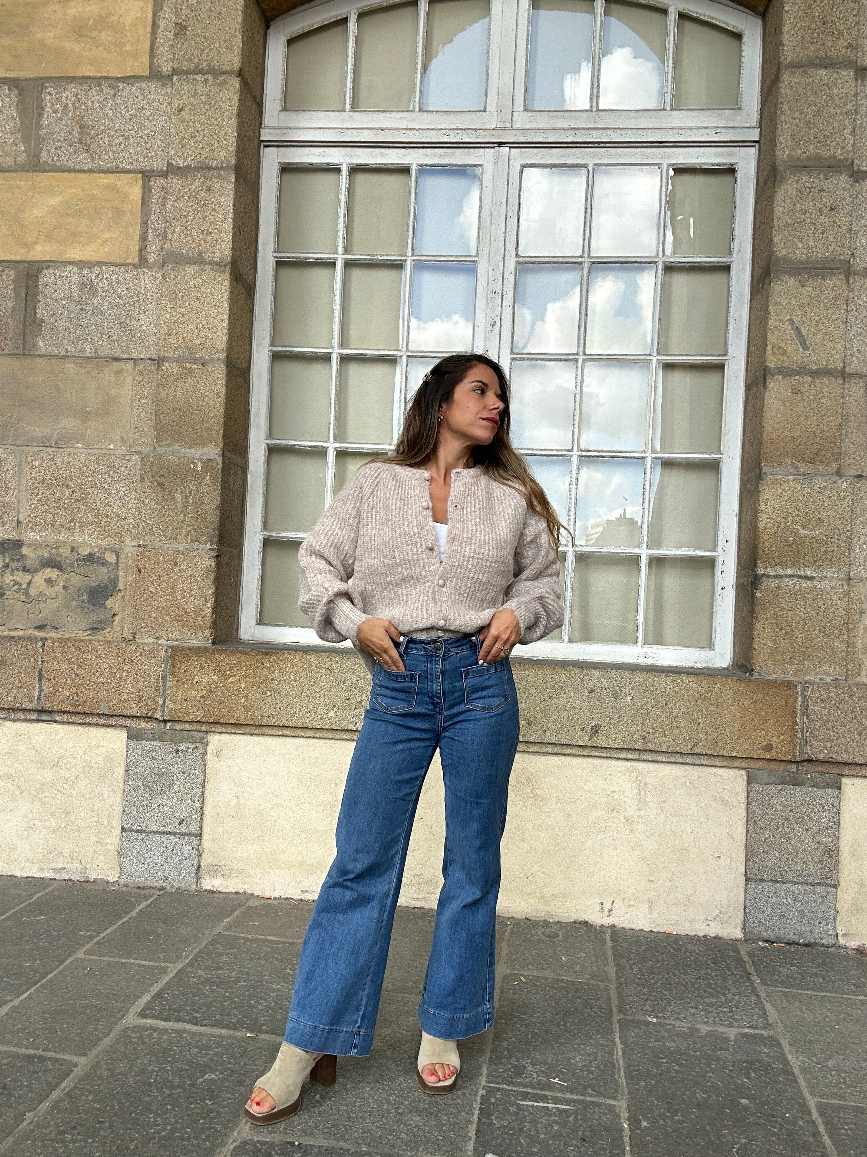 Irène taupe cardigan