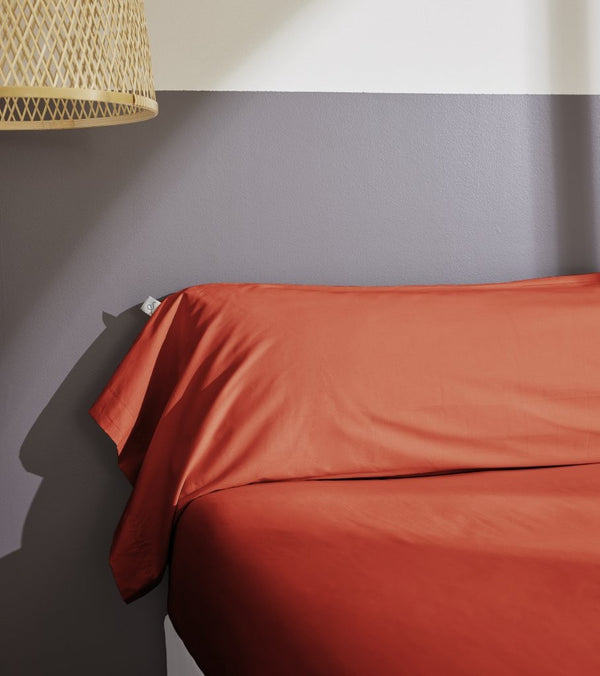 Bally - Plain Percale Bolster Pillowcase - 100% Cotton - Terracotta