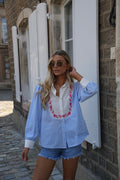 Chemise Brodée Valeria - Bleue