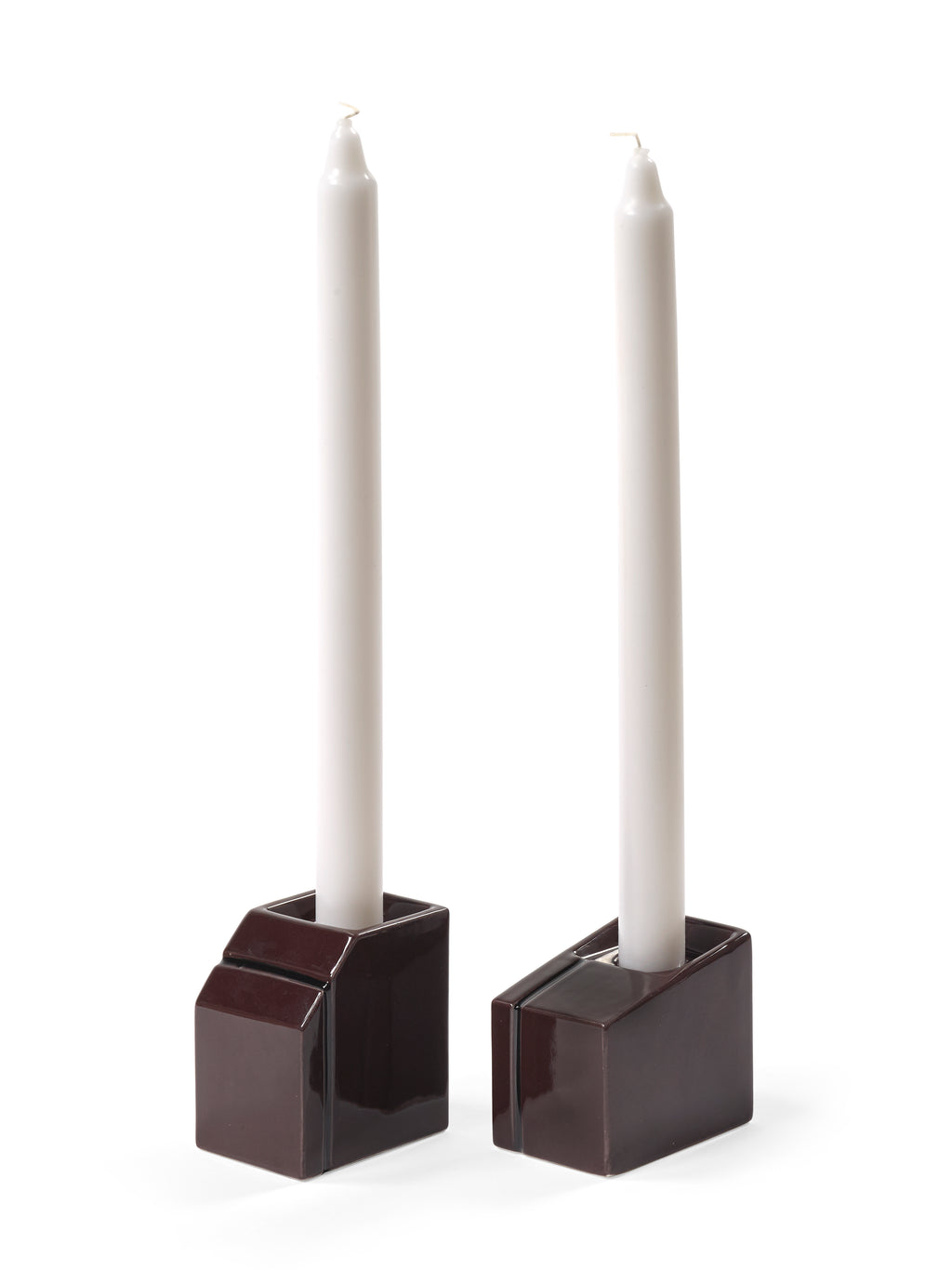 Accessories Silos - Sæt Med 2 Lysestager - Porcelæn - Bordeaux