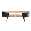Eklo - Table Basse Ovale Avec Flancs En Métal Noir - Bois Clair