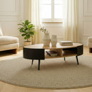 Eklo - Table Basse Ovale Avec Flancs En Métal Noir - Bois Clair