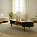 Eklo - Table Basse Ovale Avec Flancs En Métal Noir - Bois Clair